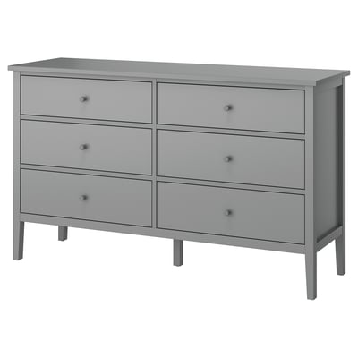GULLABERG Commode à 6 tiroirs, gris/fonction ouverture/fixation, 66 1/8x18 7/8x39 3/8 "