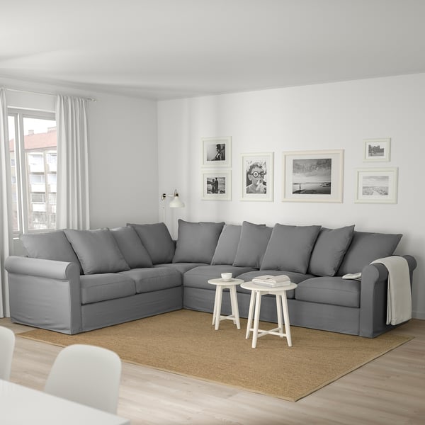 HÄRLANDA Canapé d'angle, 5 places, Ljungen gris moyen