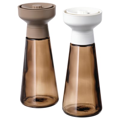 HALVTOM Moulin à épices, verre/brun, 7 ½ "