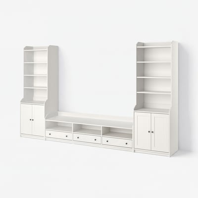 HAUGA Agencement télé/rangement, blanc, 136 1/4x18 1/8x78 3/8 "