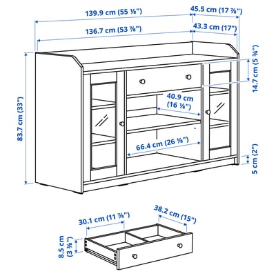 HAUGA buffet, blanc, 140x46x84 cm (551/8x177/8x33