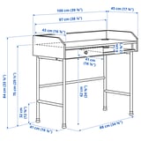 HAUGA Bureau, blanc, 39 3/8x17 7/8 "