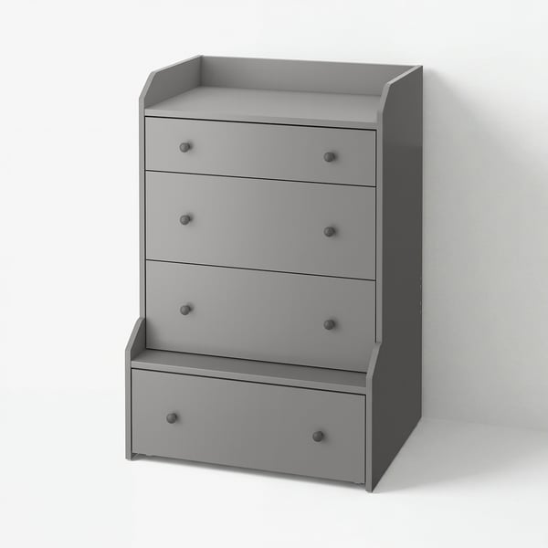 HAUGA Commode à 4 tiroirs, gris, 27 1/2x41 "