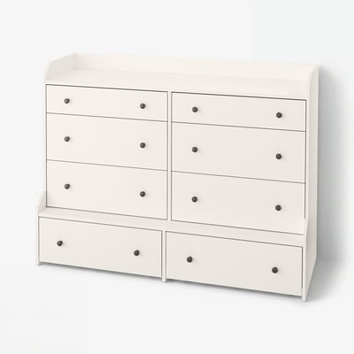 HAUGA Commode à 8 tiroirs, blanc, 54 3/8x41 "