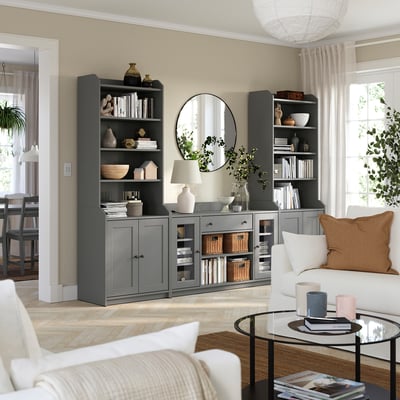 HAUGA Rangement, gris, 109 7/8x18 1/8x78 3/8 "