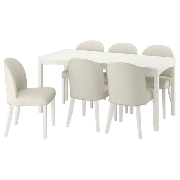 HAUGA / ROSENTORP Table et 6 chaises, blanc/Kilanda beige clair blanc, 66 1/8x29 1/8 "