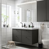 HAVBÄCK Armoire murale avec porte, gris foncé, 18x6x37 "