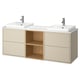 Option : HAVBÄCK / ORRSJÖN Mbles-lavabo/lav semi-enc/mitigeurs, beige/effet chêne/blanc marbré, 67x21 1/2x28 3/8 "