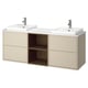 Option : HAVBÄCK / ORRSJÖN Mbles-lavabo/lav semi-enc/mitigeurs, beige/effet chêne brun/blanc marbré, 67x21 1/2x28 3/8 "
