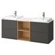HAVBÄCK / ORRSJÖN Mbles-lavabo/lav semi-enc/mitigeurs, gris foncé/effet chêne/blanc marbré, 67x21 1/2x28 3/8 "