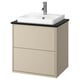 HAVBÄCK / ORRSJÖN Meuble à tiroirs/lavabo/mitigeur, beige/noir marbré, 25x21 1/2x28 3/8 "