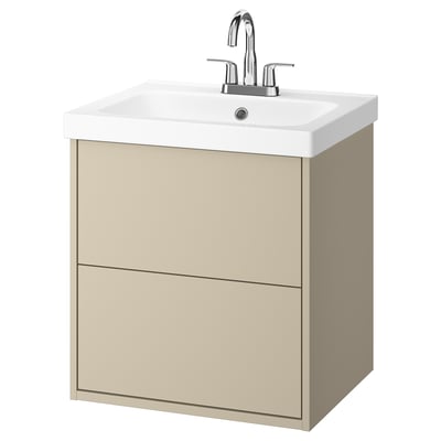 HAVBÄCK / ORRSJÖN Meuble à tiroirs/lavabo/mitigeur, beige, 25x21 3/4x27 5/8 "