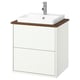 HAVBÄCK / ORRSJÖN Meuble à tiroirs/lavabo/mitigeur, blanc/brun effet noyer, 25x21 1/2x28 3/8 "