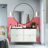 HAVBÄCK / ORRSJÖN Meuble à tiroirs/lavabo/mitigeur, blanc/effet marbre noir, 49x21 1/2x28 3/8 "