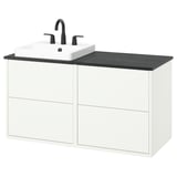 HAVBÄCK / ORRSJÖN Meuble à tiroirs/lavabo/mitigeur, blanc/effet marbre noir, 49x21 1/2x28 3/8 "