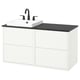 HAVBÄCK / ORRSJÖN Meuble à tiroirs/lavabo/mitigeur, blanc/effet marbre noir, 49x21 1/2x28 3/8 "