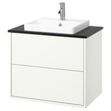 HAVBÄCK / ORRSJÖN Meuble à tiroirs/lavabo/mitigeur, blanc/noir marbré, 31x21 1/2x28 3/8 "