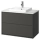 HAVBÄCK / ORRSJÖN Meuble à tiroirs/lavabo/mitigeur, gris foncé/blanc marbré, 37x21 1/2x28 3/8 "