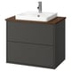 HAVBÄCK / ORRSJÖN Meuble à tiroirs/lavabo/mitigeur, gris foncé/brun effet noyer, 31x21 1/2x28 3/8 "