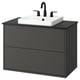 HAVBÄCK / ORRSJÖN Meuble à tiroirs/lavabo/mitigeur, gris foncé/effet marbre noir, 37x21 1/2x28 3/8 "