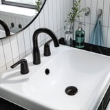 HAVBÄCK / ORRSJÖN Meuble à tiroirs/lavabo/mitigeur, gris foncé/effet marbre noir, 37x21 1/2x28 3/8 "