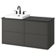 HAVBÄCK / ORRSJÖN Meuble à tiroirs/lavabo/mitigeur, gris foncé/effet marbre noir, 49x21 1/2x28 3/8 "