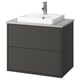 HAVBÄCK / ORRSJÖN Meuble à tiroirs/lavabo/mitigeur, gris foncé/gris eff pierre, 31x21 1/2x28 3/8 "