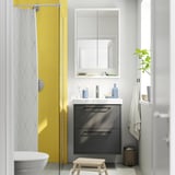 HAVBÄCK / ORRSJÖN Meuble à tiroirs/lavabo/mitigeur, gris foncé, 25x21 3/4x27 5/8 "