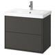HAVBÄCK / ORRSJÖN Meuble à tiroirs/lavabo/mitigeur, gris foncé, 31x21 3/4x27 5/8 "