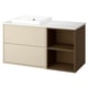 HAVBÄCK / ORRSJÖN Meuble de sdb avec lavabo, beige/effet chêne brun/blanc marbré, 49x21 1/2x28 3/8 "
