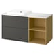 HAVBÄCK / ORRSJÖN Meuble de sdb avec lavabo, gris foncé/effet chêne/blanc marbré, 49x21 1/2x28 3/8 "