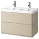 HAVBÄCK / ORRSJÖN Meuble-lav à tiroirs/lav/mitigeurs, beige, 37x21 3/4x27 5/8 "