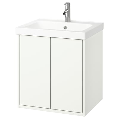 HAVBÄCK / ORRSJÖN Meuble pour lavabo/lavabo/mitigeur, blanc, 25x21 3/4x27 5/8 "
