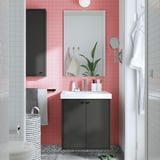 HAVBÄCK / ORRSJÖN Meuble pour lavabo/lavabo/mitigeur, gris foncé, 25x21 3/4x27 5/8 "