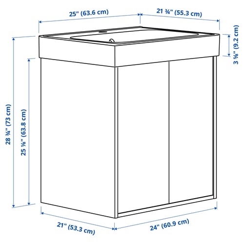 HAVBÄCK / ORRSJÖN Meuble sdb av port coul/lav profond, blanc, 25x21 3/4x28 3/4 "