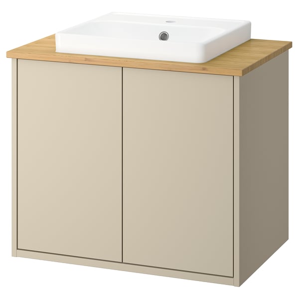 HAVBÄCK / ORRSJÖN Meuble sdb avec portes/lavabo, beige/bambou, 31x21 1/2x28 3/8 "