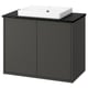 HAVBÄCK / ORRSJÖN Meuble sdb avec portes/lavabo, gris foncé/noir marbré, 31x21 1/2x28 3/8 "