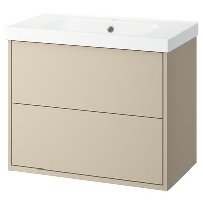 HAVBÄCK / ORRSJÖN Meuble sdb avec tiroirs/lavabo, beige, 31x21 3/4x27 5/8 "