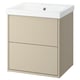 HAVBÄCK / ORRSJÖN Meuble sdb avec tiroirs/lavabo, beige, 25x21 3/4x27 5/8 "