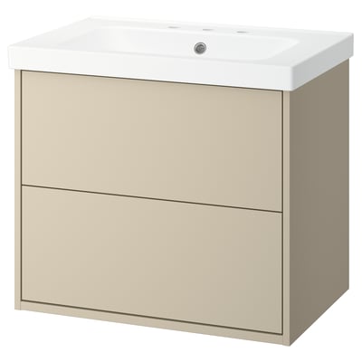 HAVBÄCK / ORRSJÖN Meuble sdb avec tiroirs/lavabo, beige, 31x21 3/4x27 5/8 "