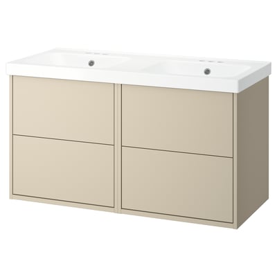 HAVBÄCK / ORRSJÖN Meuble sdb avec tiroirs/lavabo, beige, 49x21 3/4x27 5/8 "
