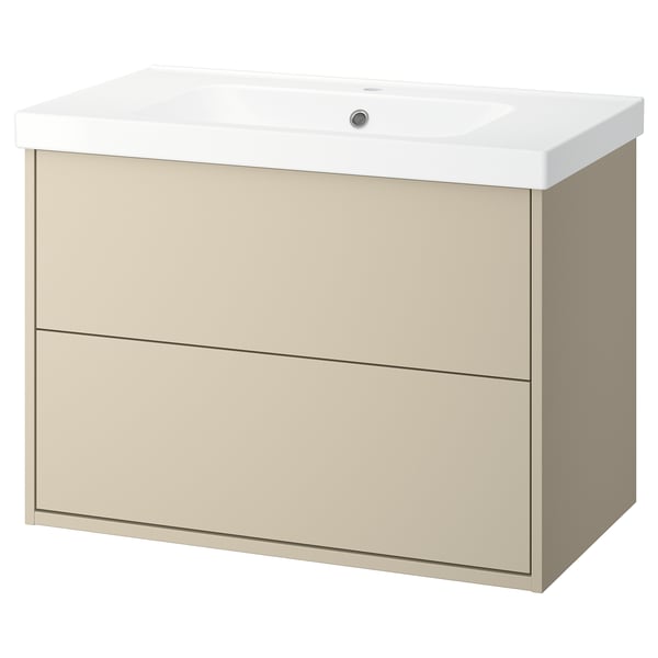 HAVBÄCK / ORRSJÖN Meuble sdb avec tiroirs/lavabo, beige, 37x21 3/4x27 5/8 "