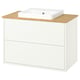HAVBÄCK / ORRSJÖN Meuble sdb avec tiroirs/lavabo, blanc/bambou, 37x21 1/2x28 3/8 "