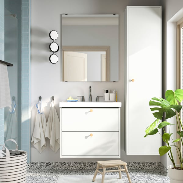 HAVBÄCK / ORRSJÖN Meuble sdb avec tiroirs/lavabo, blanc, 31x21 3/4x27 5/8 "