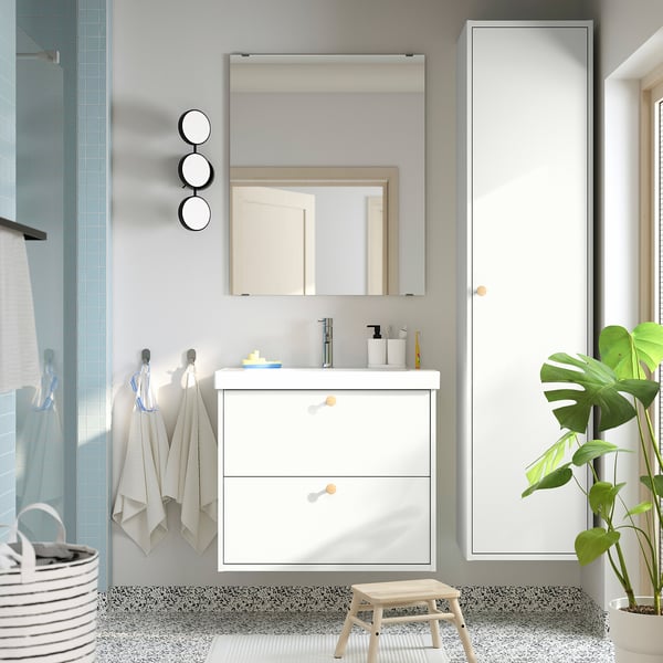 HAVBÄCK / ORRSJÖN Meuble sdb avec tiroirs/lavabo, blanc, 31x21 3/4x27 5/8 "