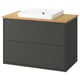 HAVBÄCK / ORRSJÖN Meuble sdb avec tiroirs/lavabo, gris foncé/bambou, 37x21 1/2x28 3/8 "