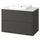 HAVBÄCK / ORRSJÖN Meuble sdb avec tiroirs/lavabo, gris foncé/blanc marbré, 37x21 1/2x28 3/8 "