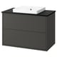 HAVBÄCK / ORRSJÖN Meuble sdb avec tiroirs/lavabo, gris foncé/noir marbré, 37x21 1/2x28 3/8 "