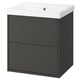 HAVBÄCK / ORRSJÖN Meuble sdb avec tiroirs/lavabo, gris foncé, 25x21 3/4x27 5/8 "