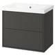 HAVBÄCK / ORRSJÖN Meuble sdb avec tiroirs/lavabo, gris foncé, 31x21 3/4x27 5/8 "